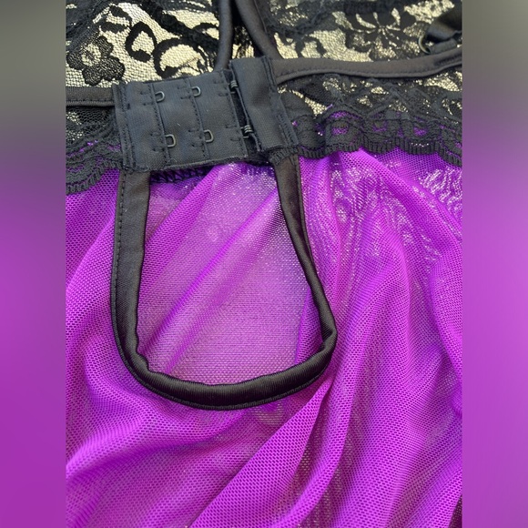 Sheer purple & black babydoll size L - Picture 5 of 6